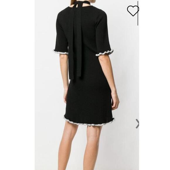 SEE BY CHLOÉ Black Wool Metallic Trim Half Sleeves Knit Midi Dress Size Large - Picture 2 of 15